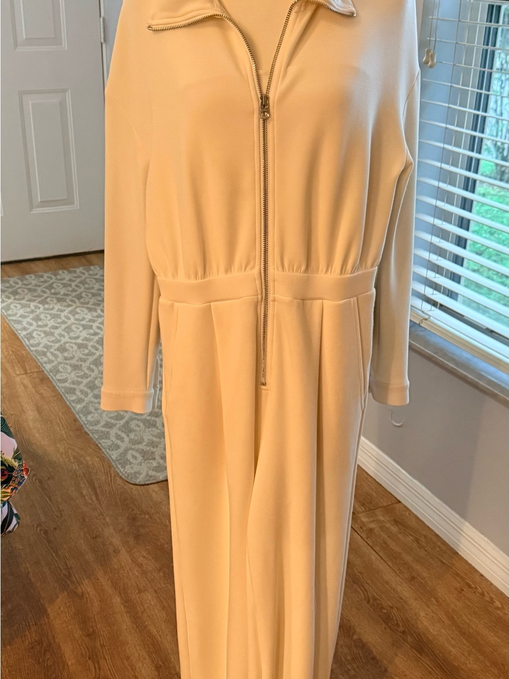 Varley Cream Zip-Front Jumpsuit